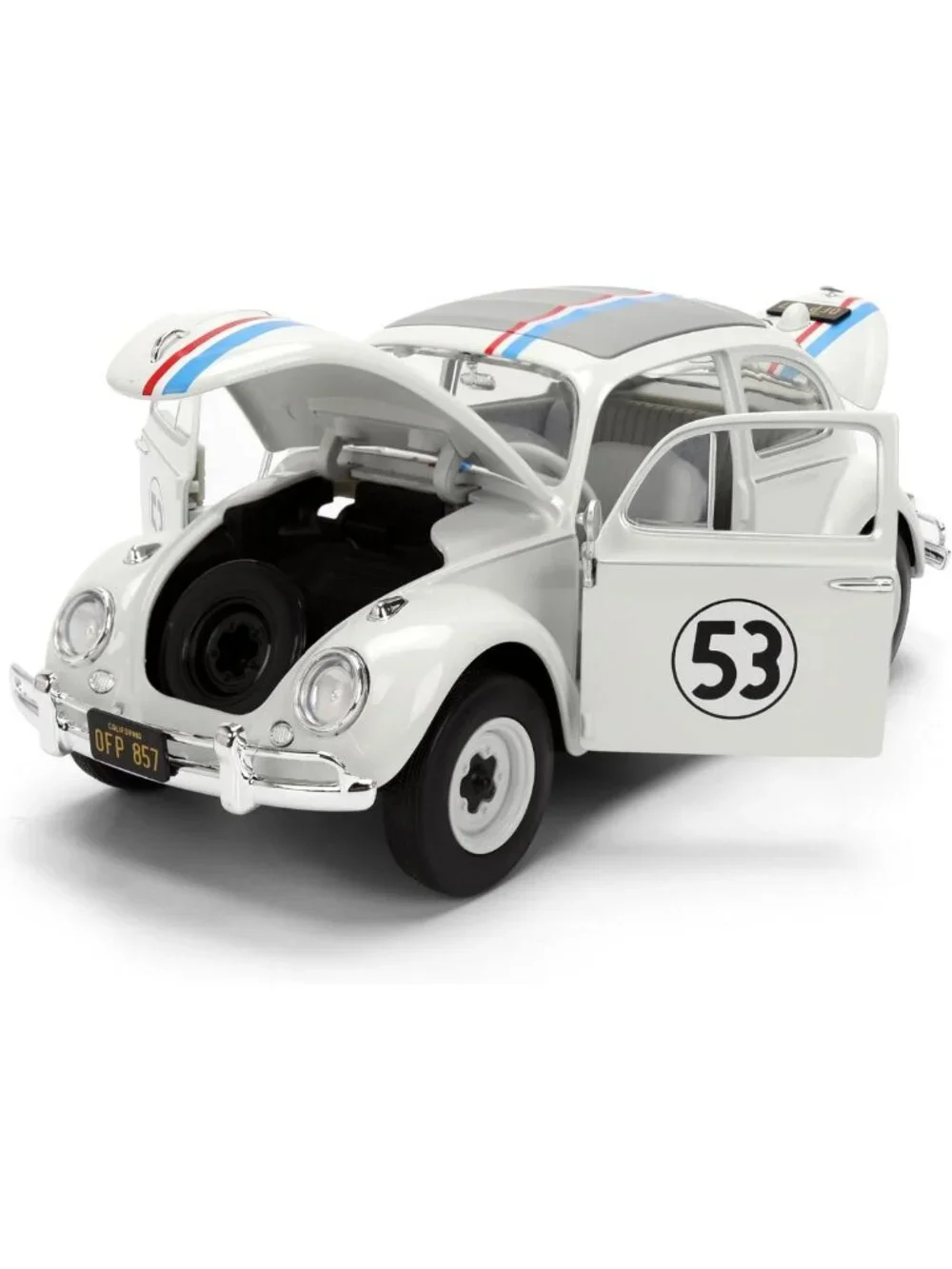Die-Cast Volkswagen Beetle Model Car with Tire Rack - 1:24 Scale Collectible Toy